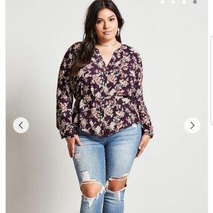 🛍Belted floral blouse
